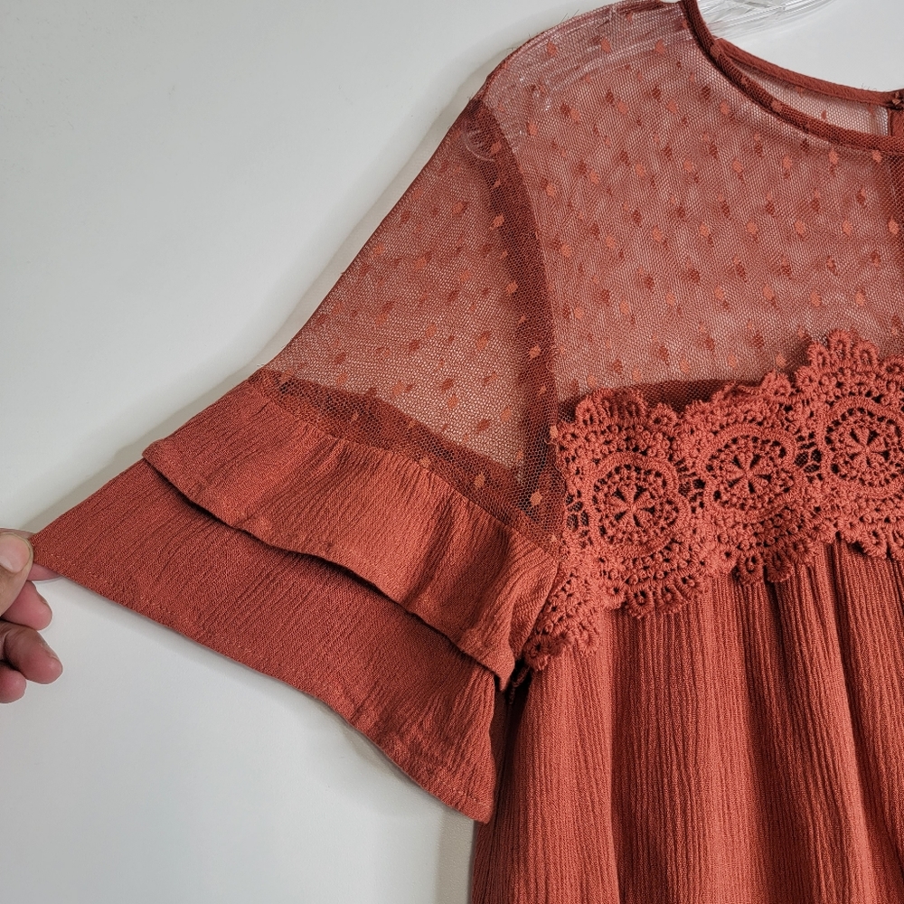 Francesca Brinley Lace/Cloth Shift Dress (M) - Picture 5 of 12